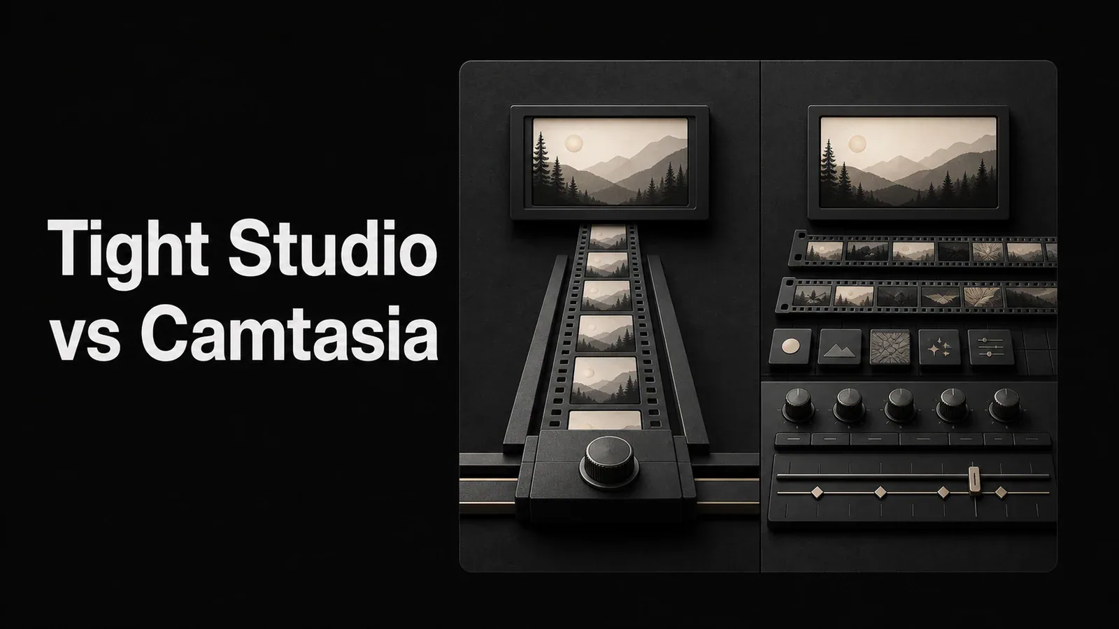 Cover illustration comparing Tight Studio and Camtasia