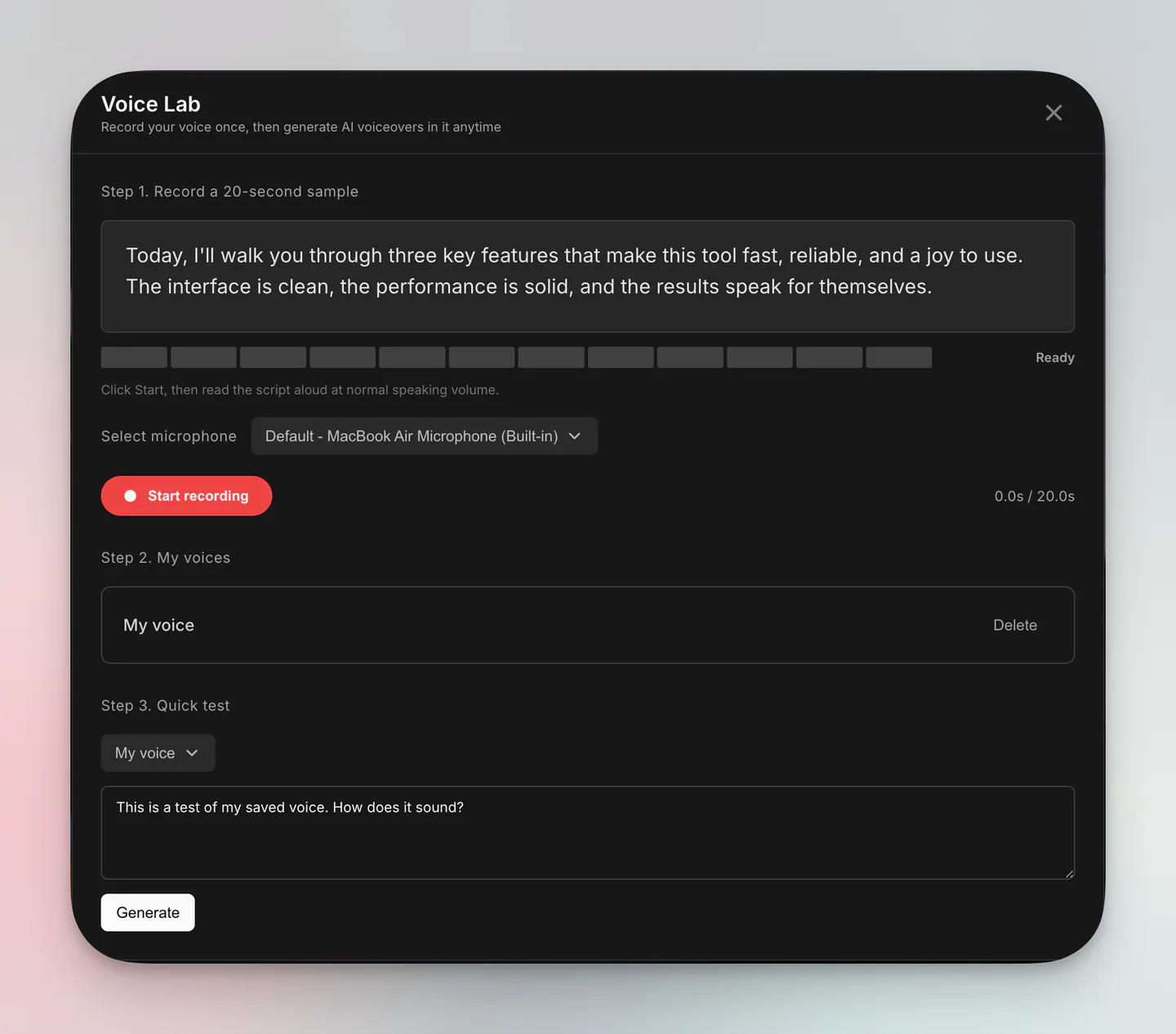 Clone your own voice