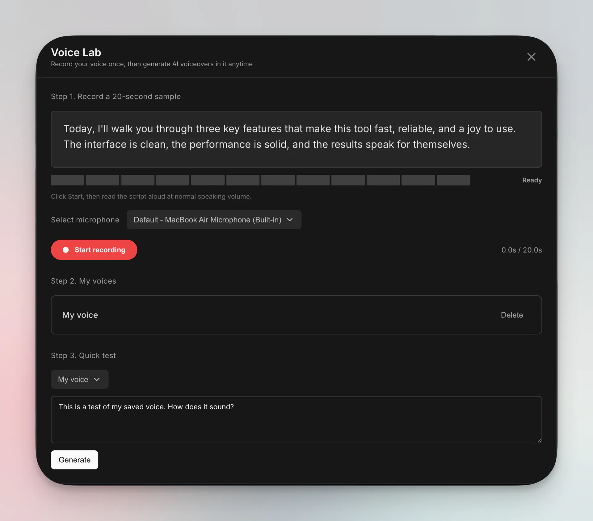 Clone your own voice