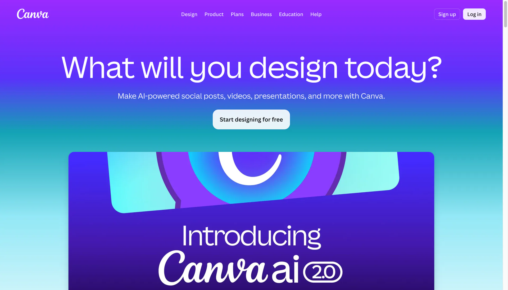 Canva visual design and AI editor