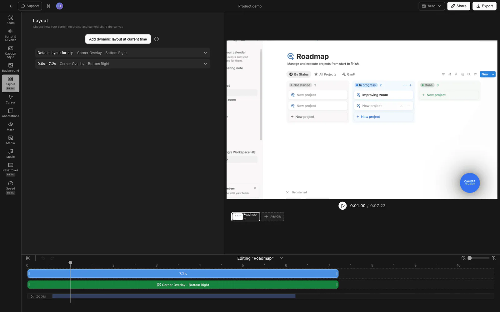 Tight Studio editor with smart zoom and cursor animation