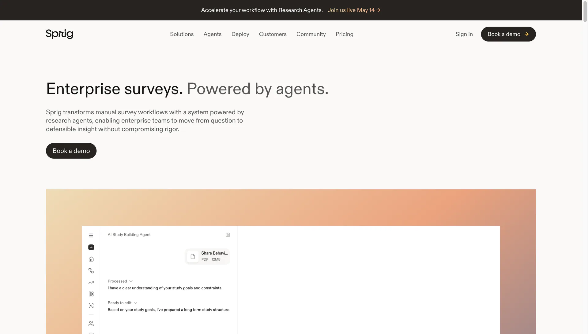 Sprig in-product survey platform