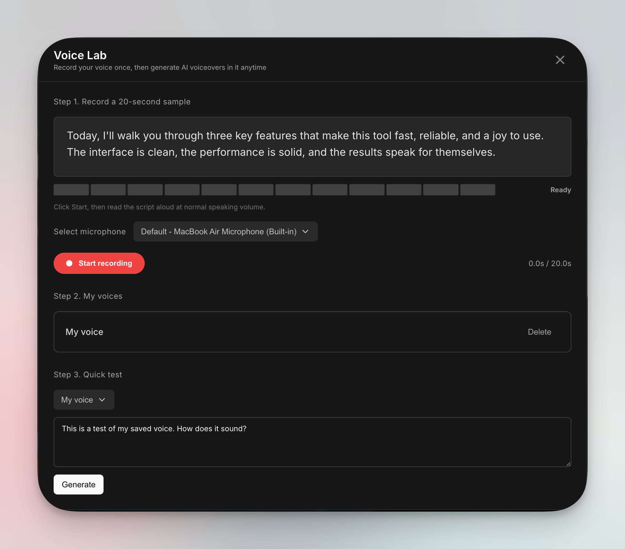 Clone your own voice