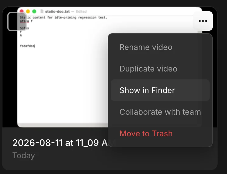 A Tight Studio project menu with Show in Finder highlighted.