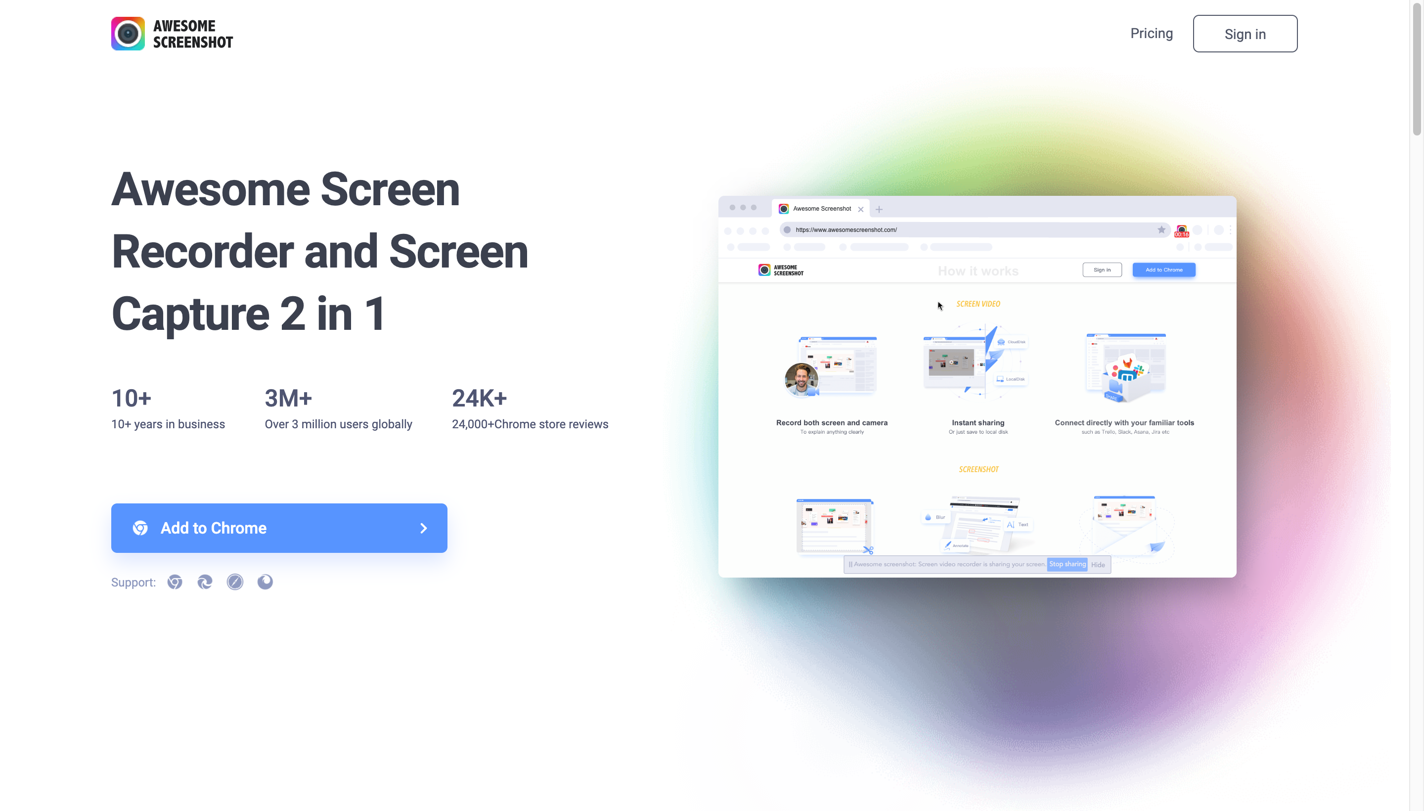 Awesome Screenshot Chrome extension capture and recording panel