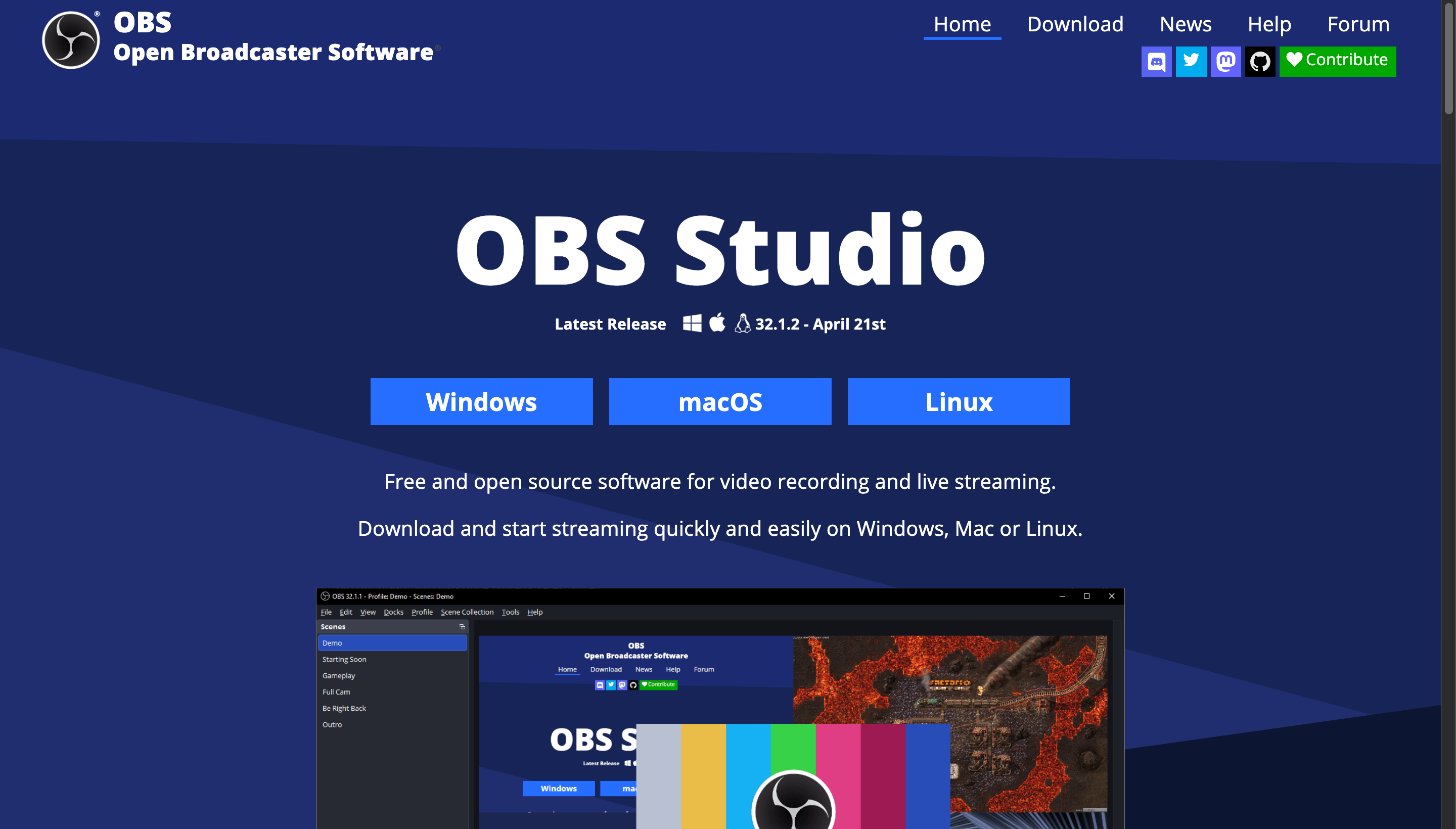 OBS Studio open-source screen recorder interface