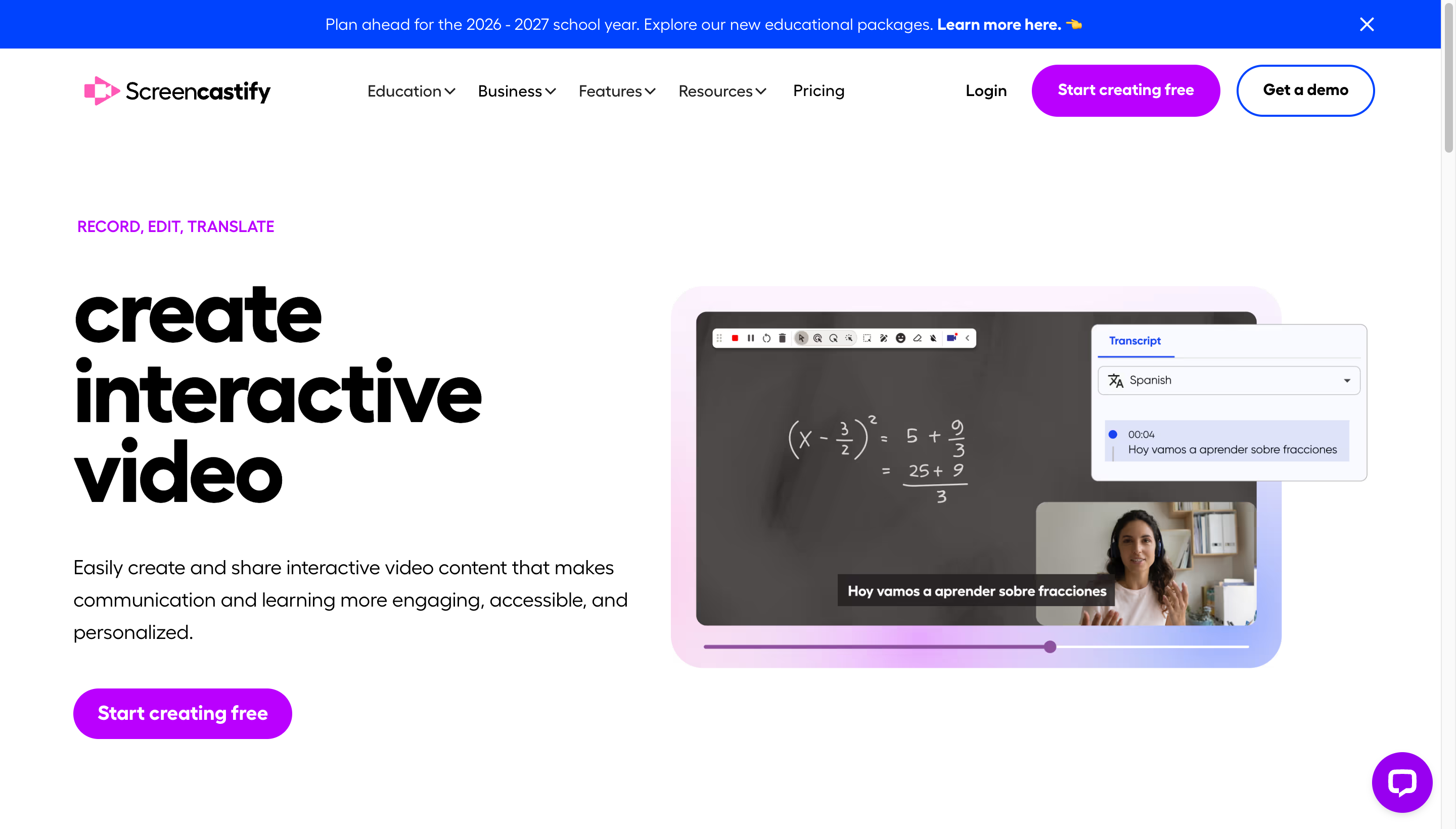Screencastify Chrome screen recorder extension interface