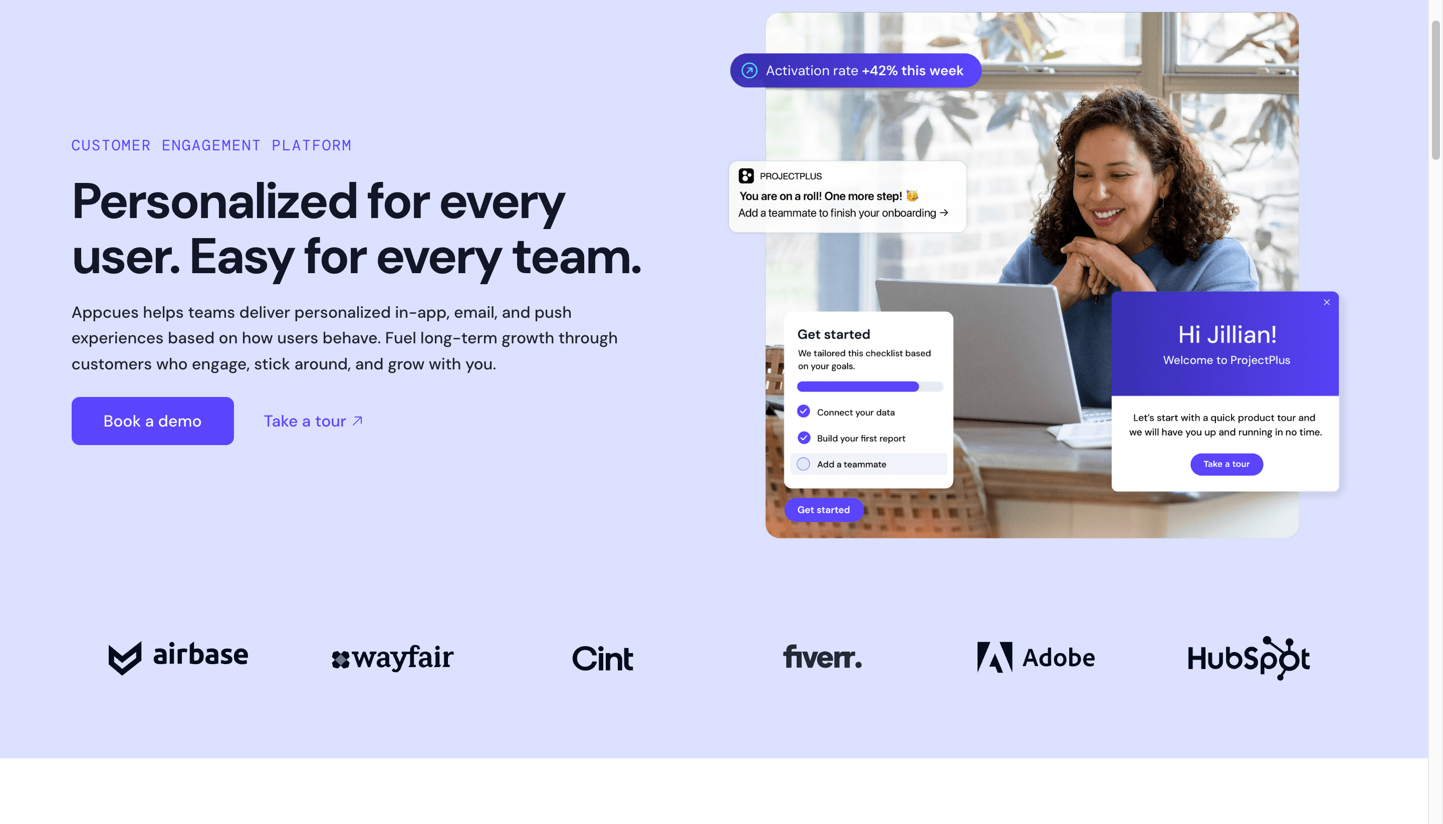 Appcues in-app onboarding flows and behavioral email