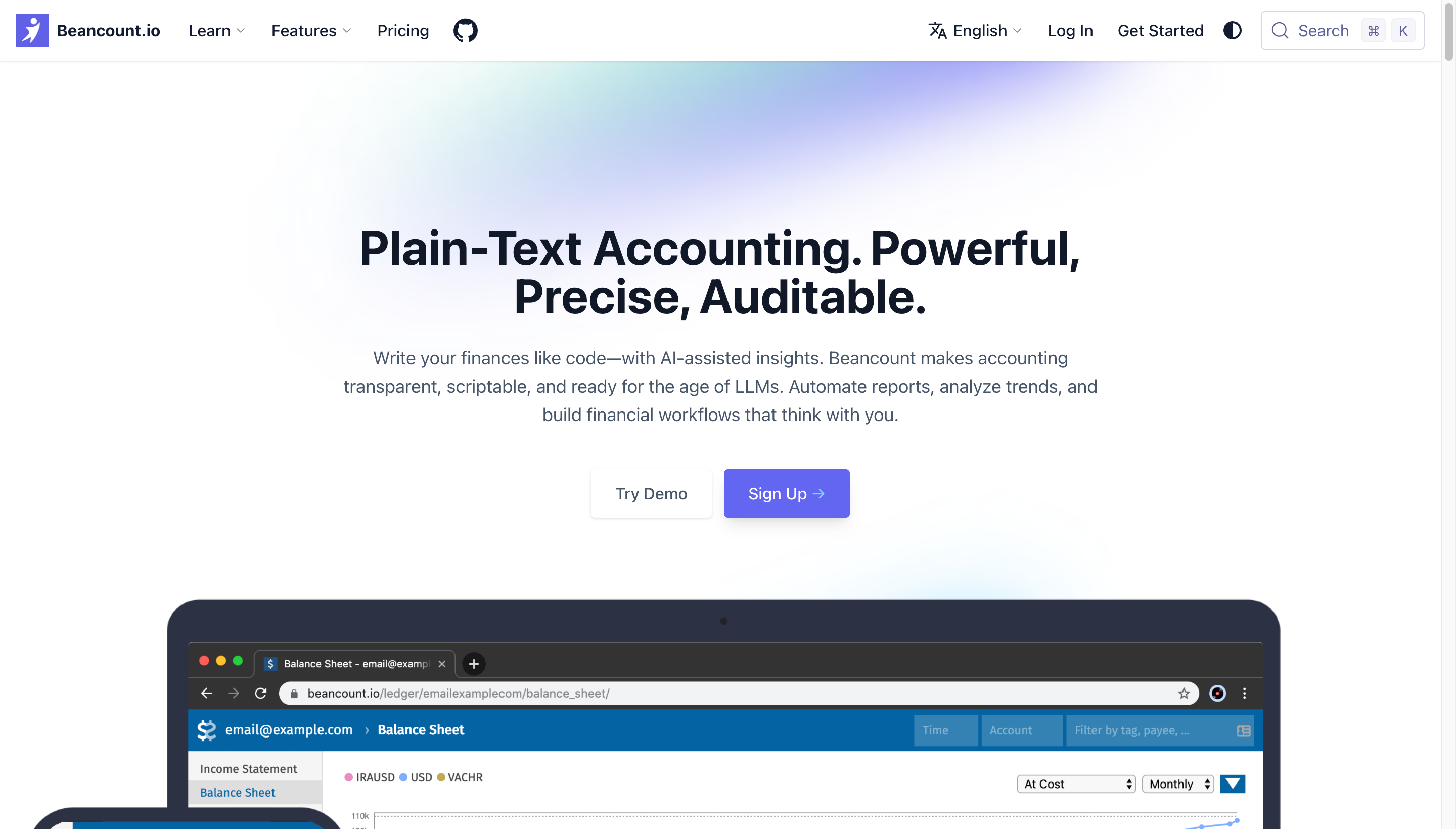 Beancount.io plain-text accounting hero