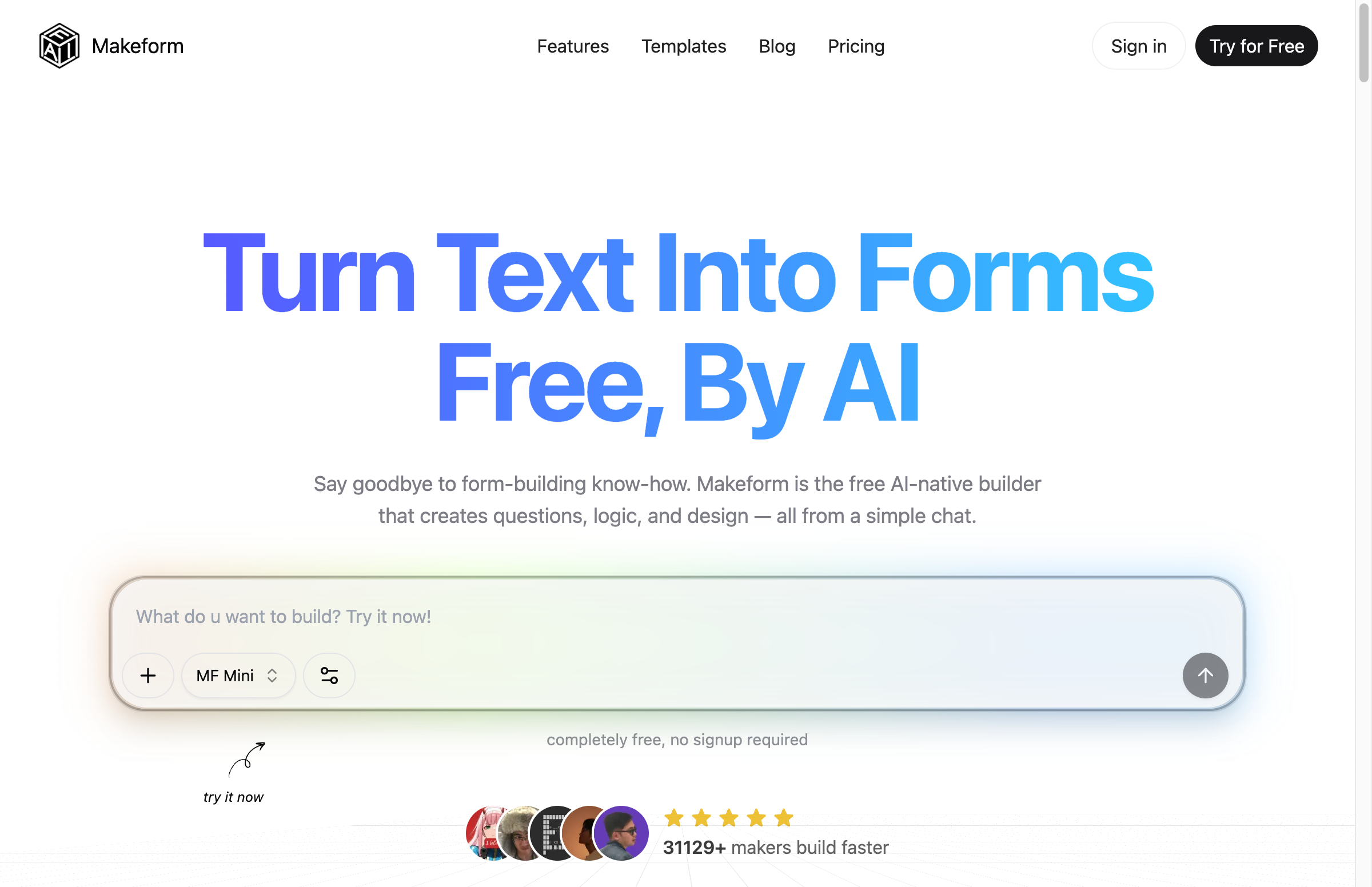 Makeform AI form builder