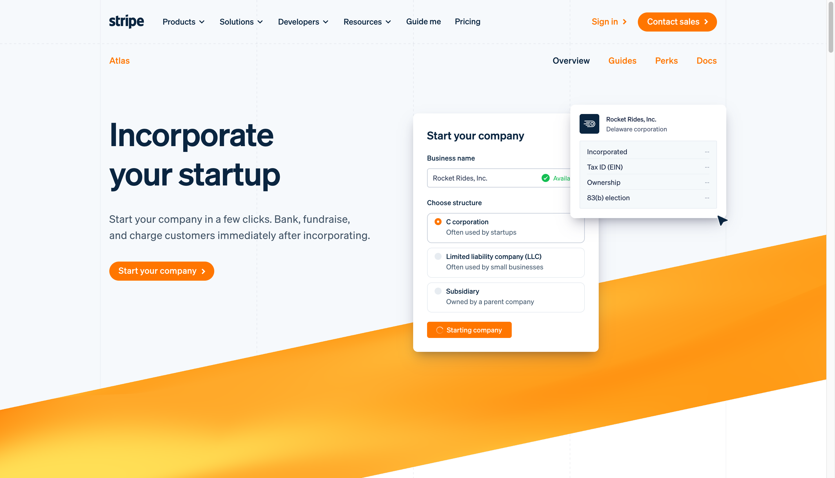 Stripe Atlas incorporation service