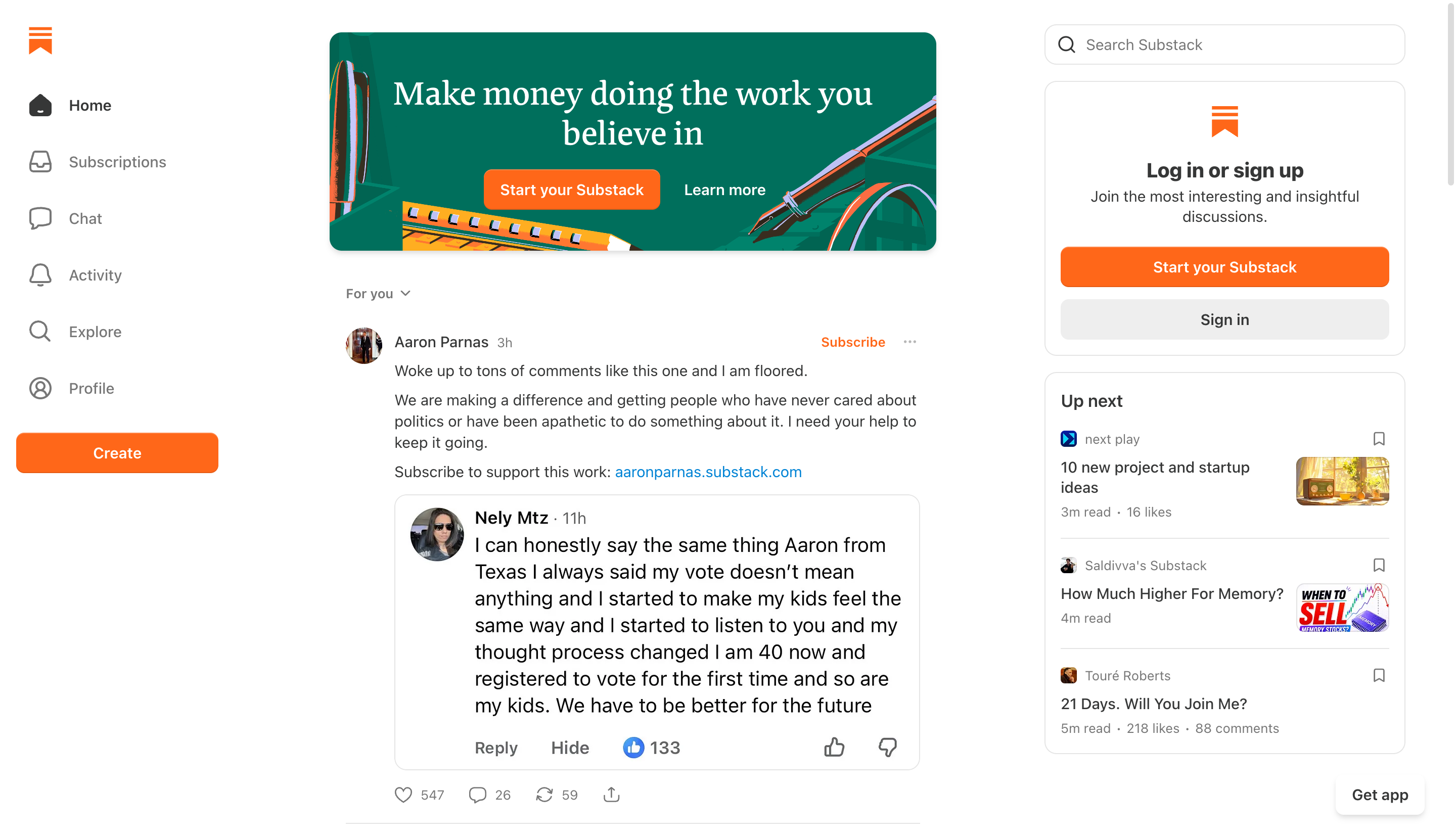 Substack newsletter and publication platform