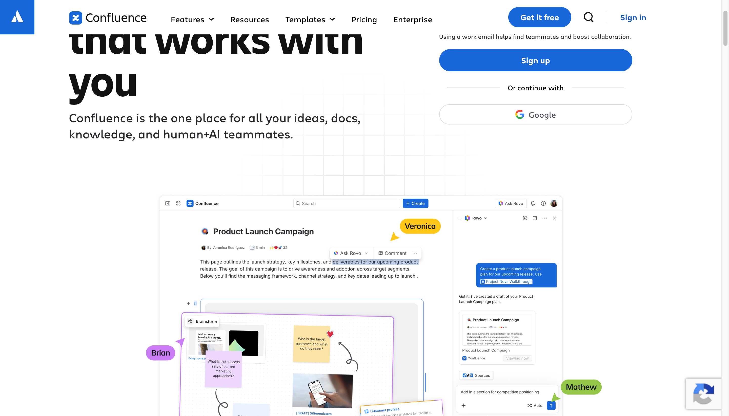 Confluence team workspace