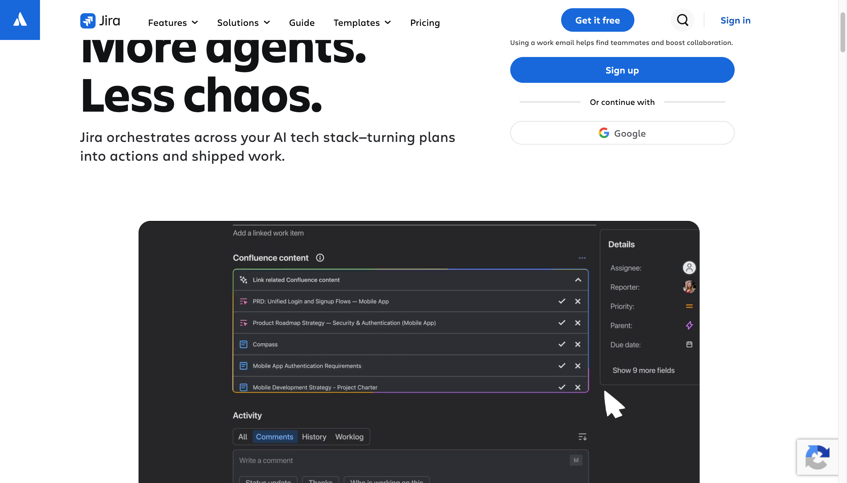 Jira project management interface