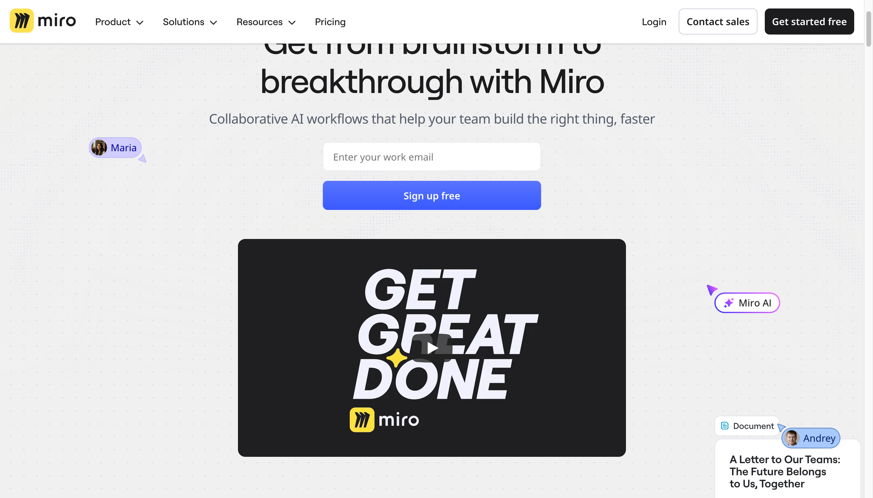Miro online whiteboard for product workshops