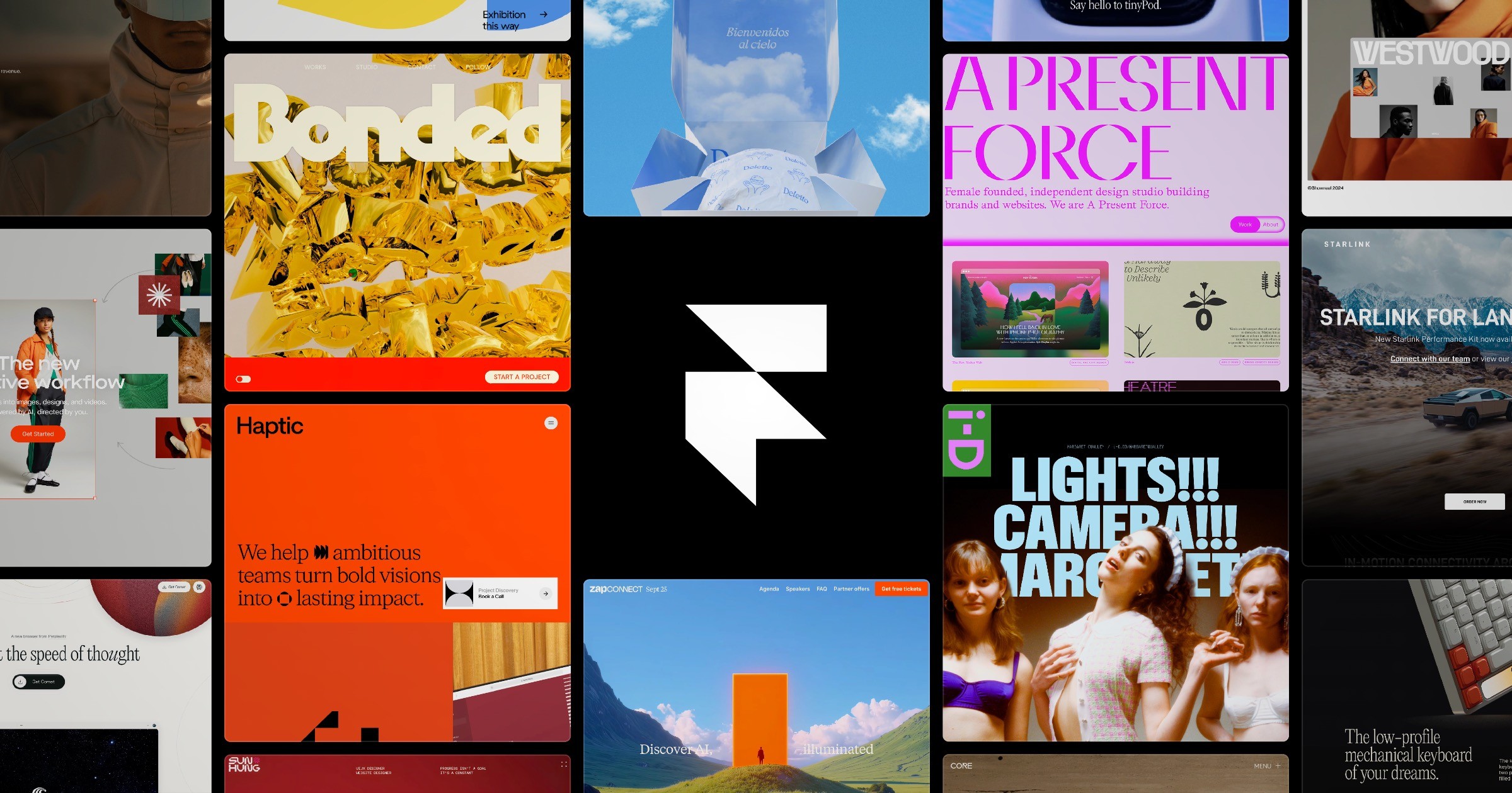 Framer collage of customer websites built on the platform