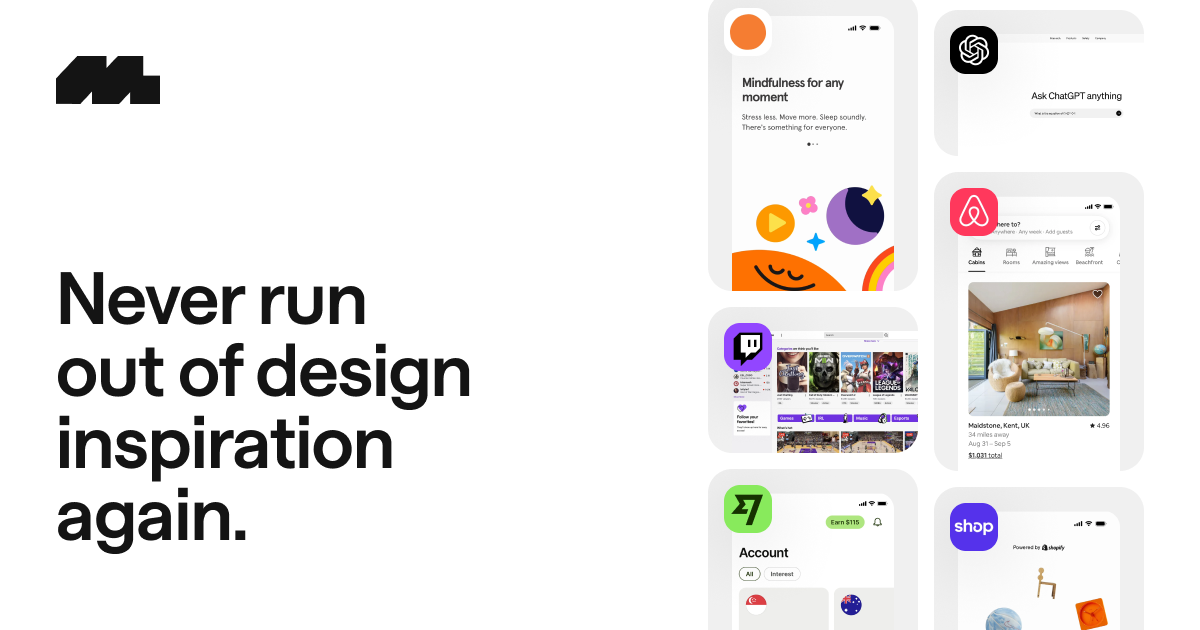 Mobbin design inspiration grid with mobile screens